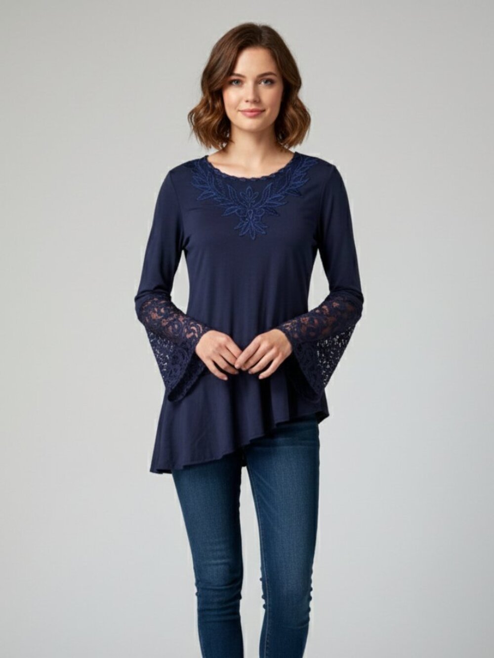 Navy Embellished Asymmetrical Whimsigoth Top Large